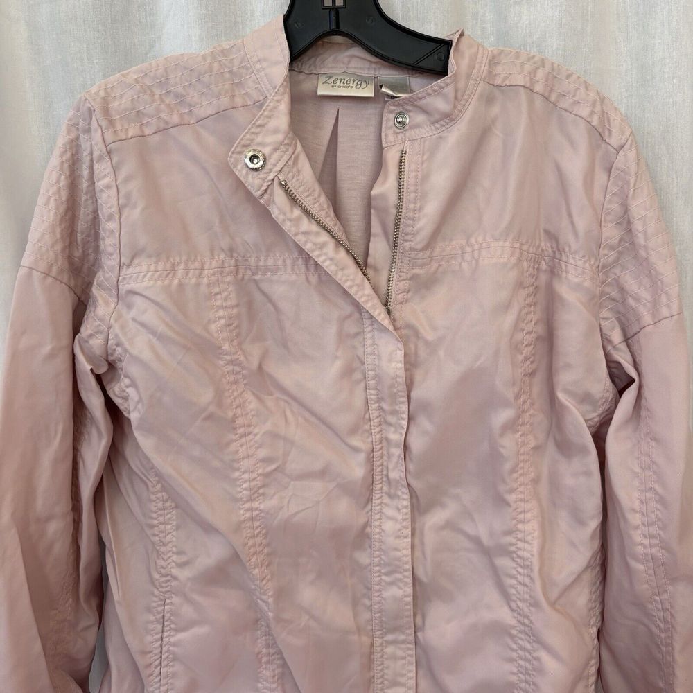 Chico's Zenergy Womens Vintage Full Front Zip Snap Detail Lined Jacket Size 2(L)
